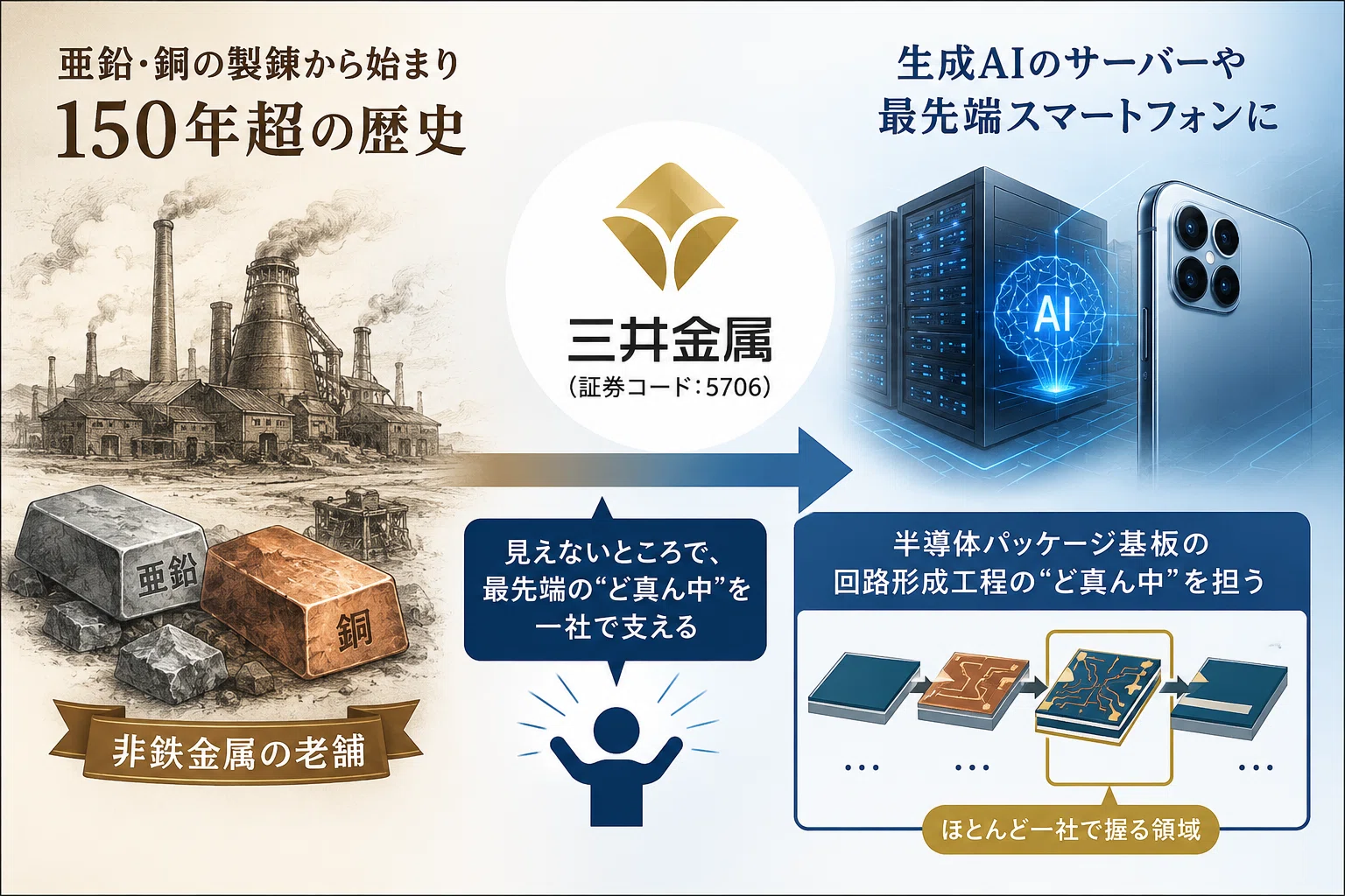 三井金属鉱業（5706）：非鉄金属の老舗が、実は最先端パッケージの“ど