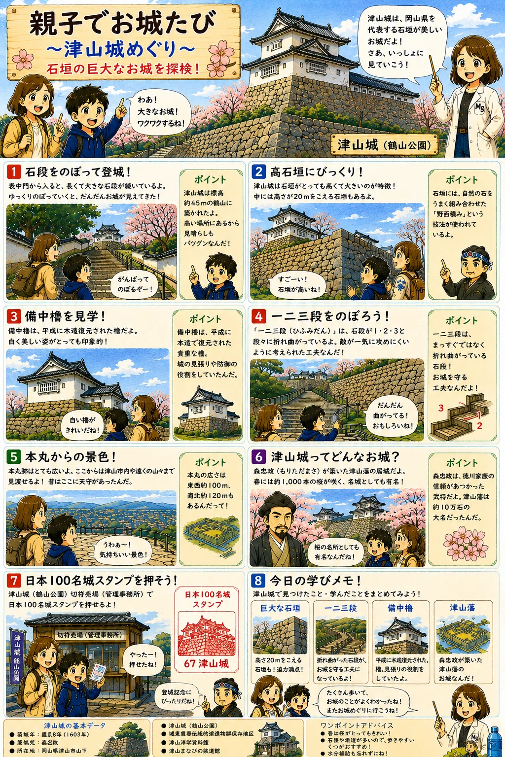 津山流百年史 （百年史、名鑑2巻セット）1998年発行 親子でお城たびシリーズ】津山城｜マグネシウム