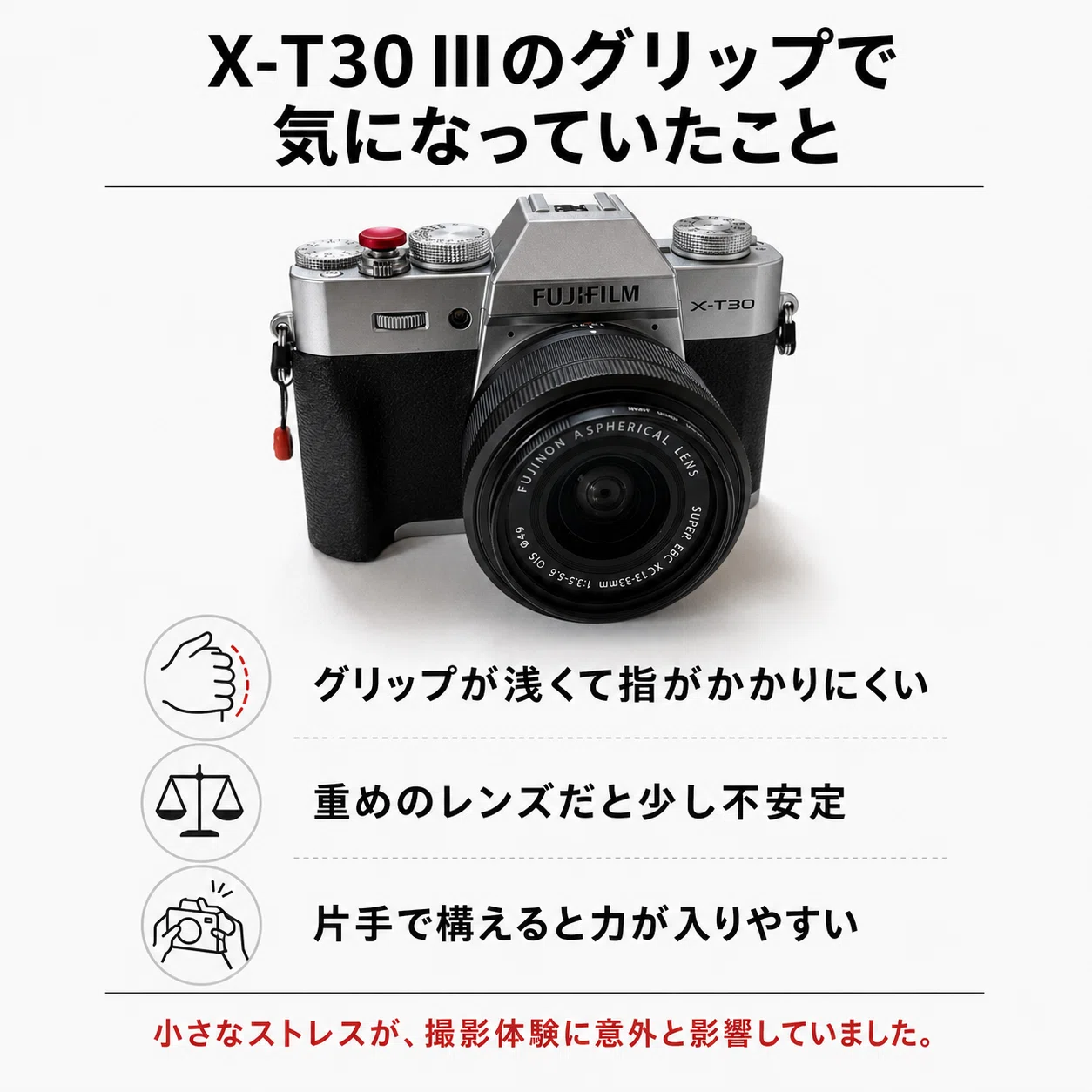 Fujifilm X-T30 III 本体（レンズ無し）グリップおまけ付き X-T30 IIIユーザーは絶対買うべき！超軽量グリップで快適さ爆上げ！｜KOU