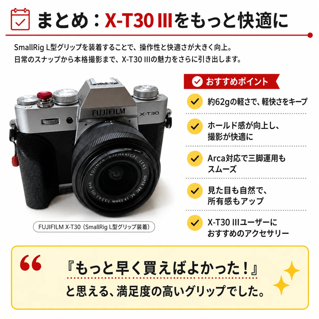X-T30 IIIユーザーは絶対買うべき！超軽量グリップで快適さ爆上げ！｜KOU