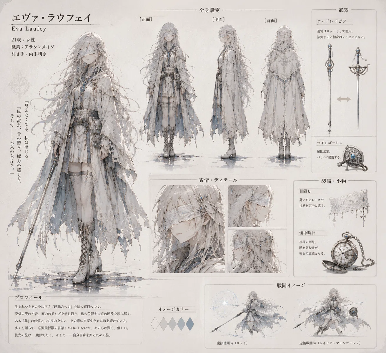 らら　コンセプトアート集 未來隔離〜白灰の時代〜』キャラクター紹介からコンセプトアート①