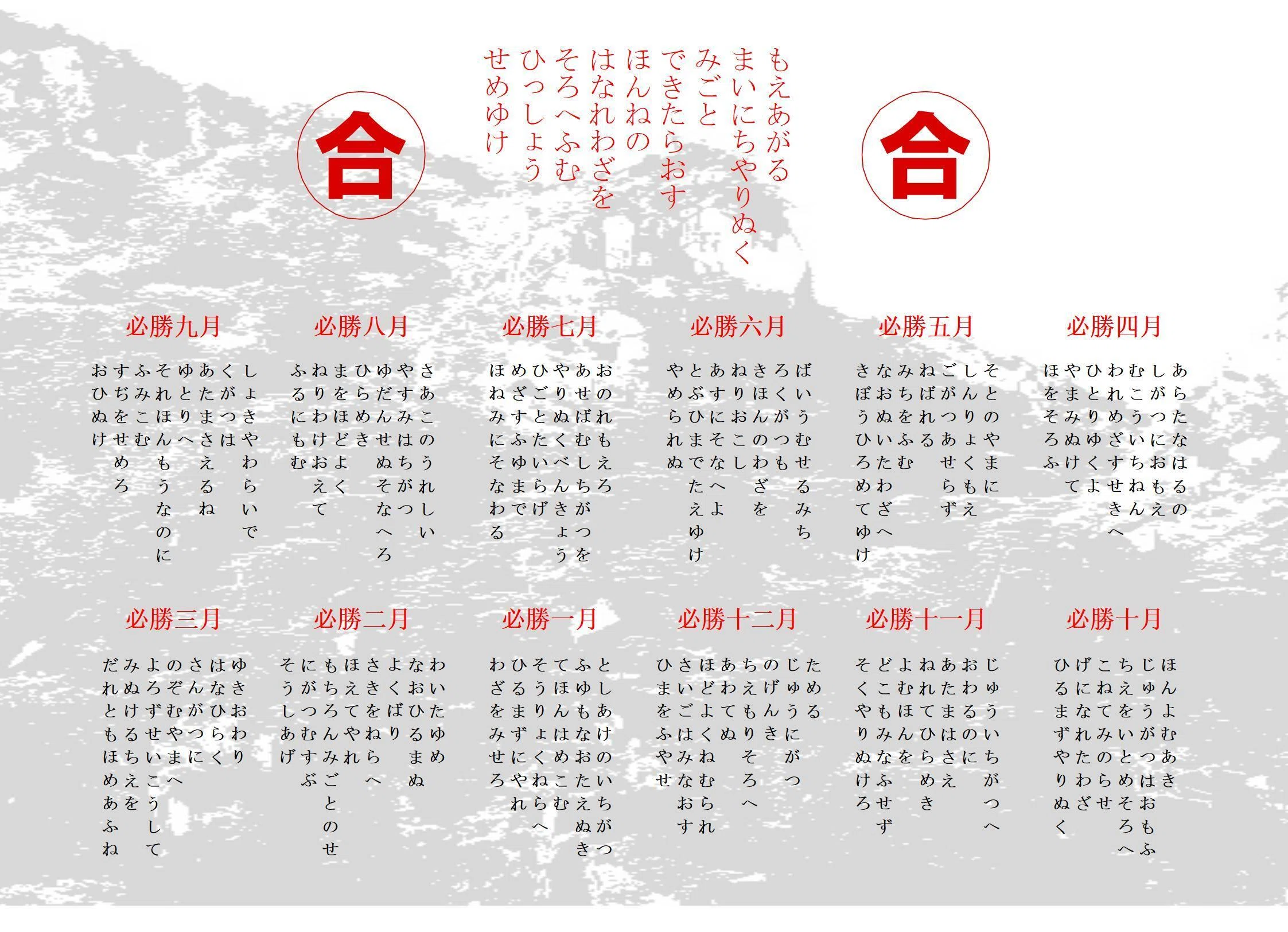 創作いろは歌~AI画像＋中学高校受験生のための各月12種合格必勝