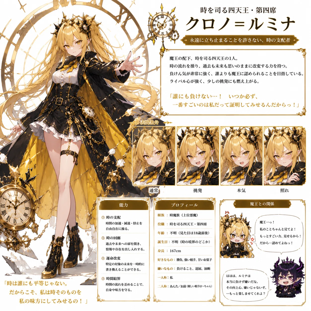 ChatGPTでAIイラストを作る「面白い事大好き魔王さま」作成と4コマ漫画