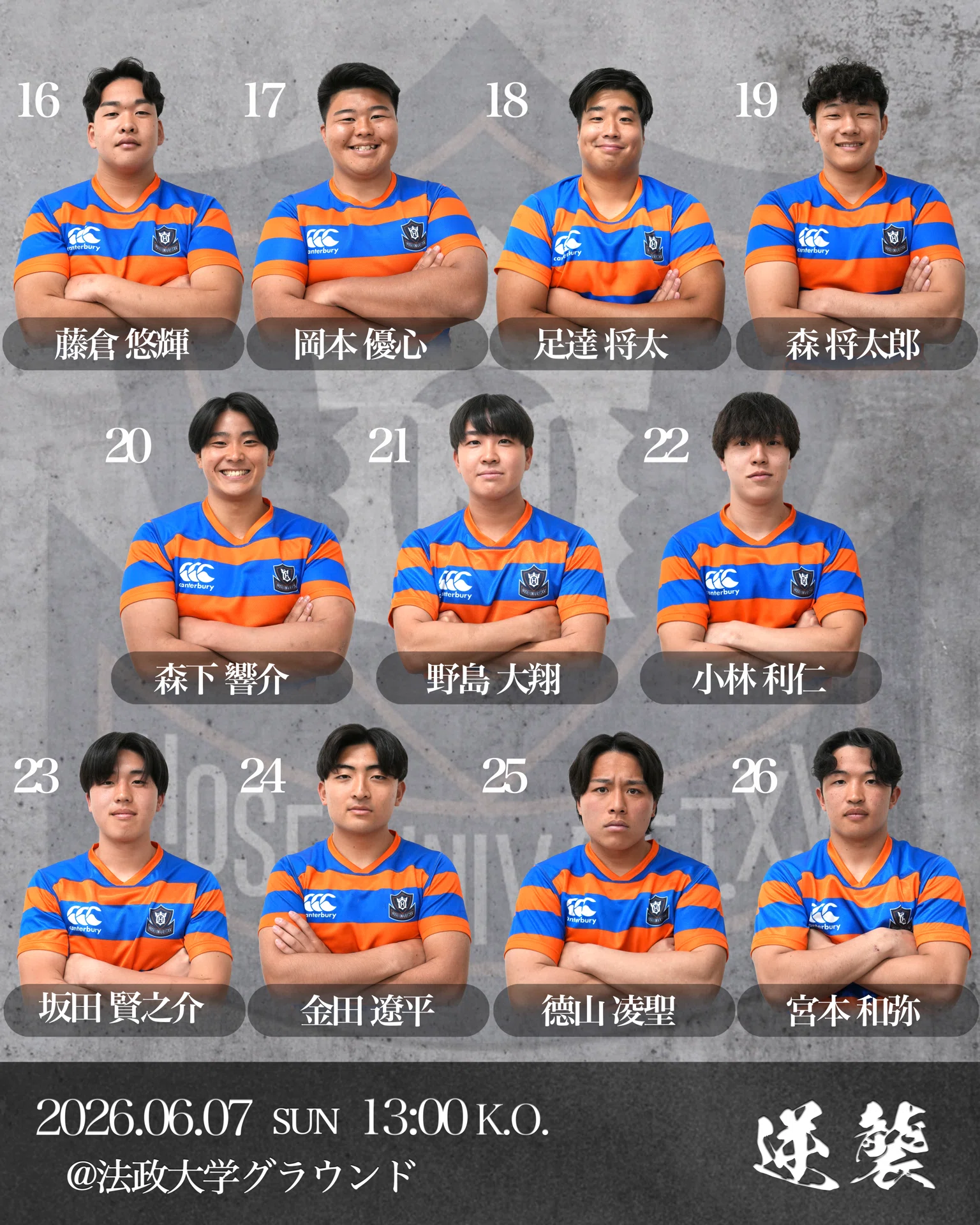 メンバー発表／流通経済大学戦】｜法政大学ラグビー部_07