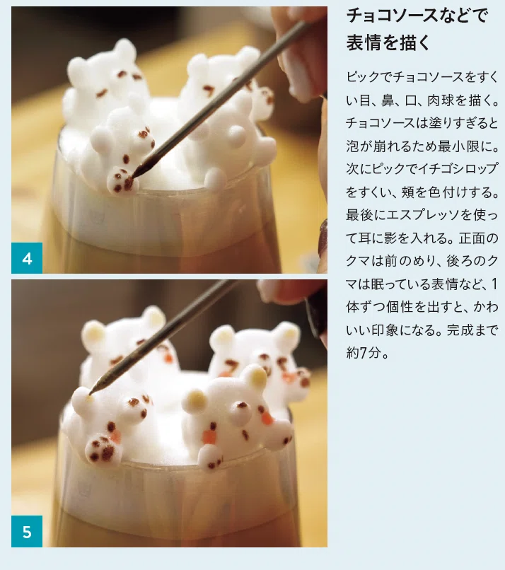 一定時間置いたフォームドミルクで、型崩れせず、ツヤのある3D