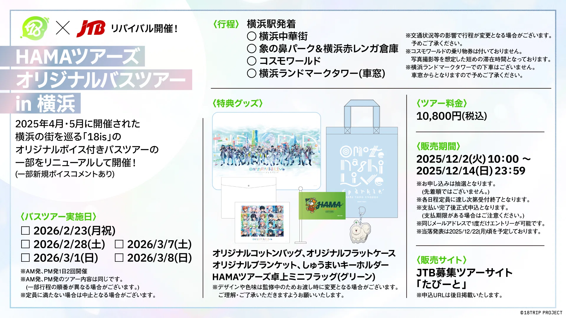 18TRIP バスツアー JTBホテル宿泊 全体会議 入場特典 パンフレット 18TRIP バスツアー JTBホテル宿泊 全体会議 入場特典 パンフレット