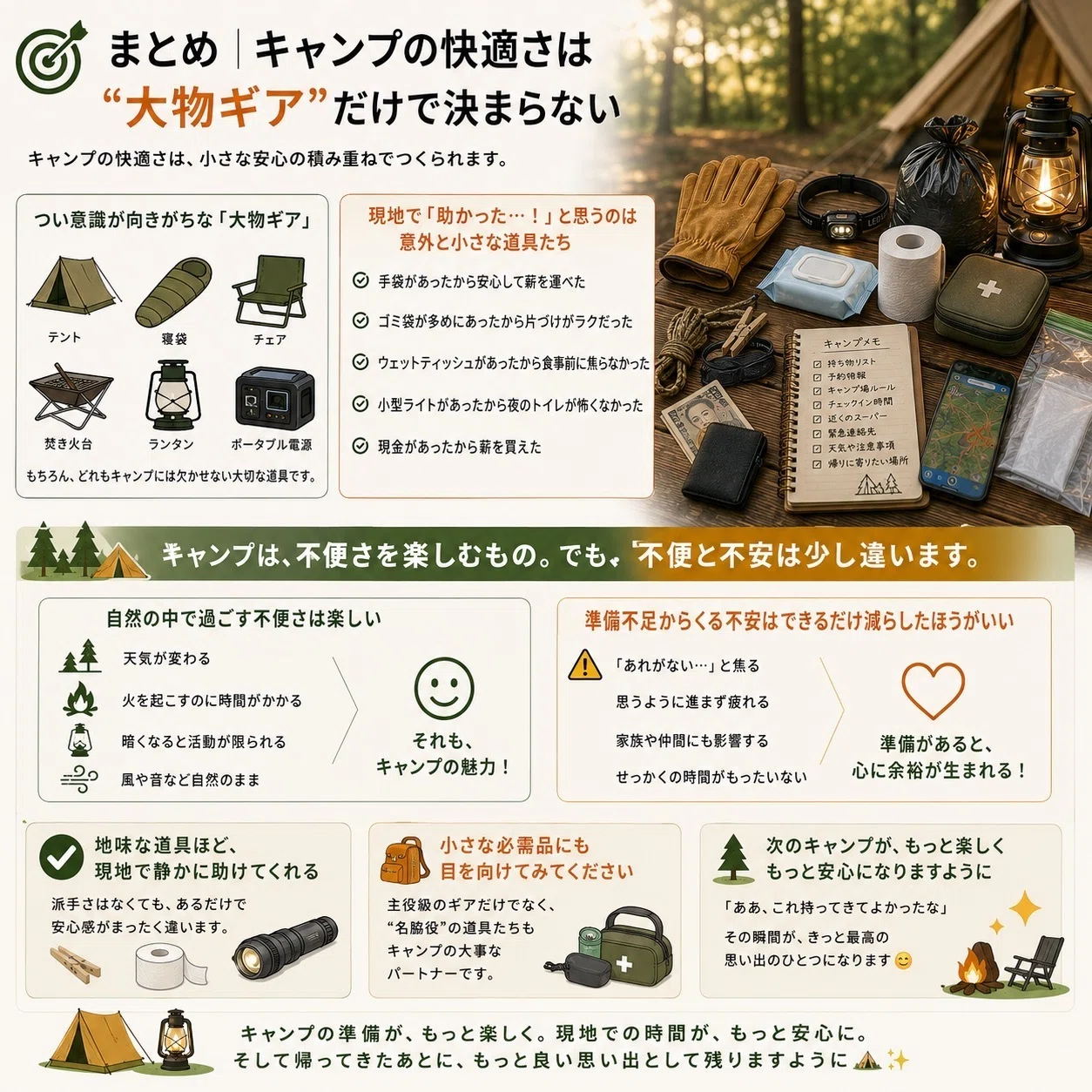 キャンプの必需品 🏕️初心者がよく忘れる意外な必需品派手じゃないけど、キャンプ場で