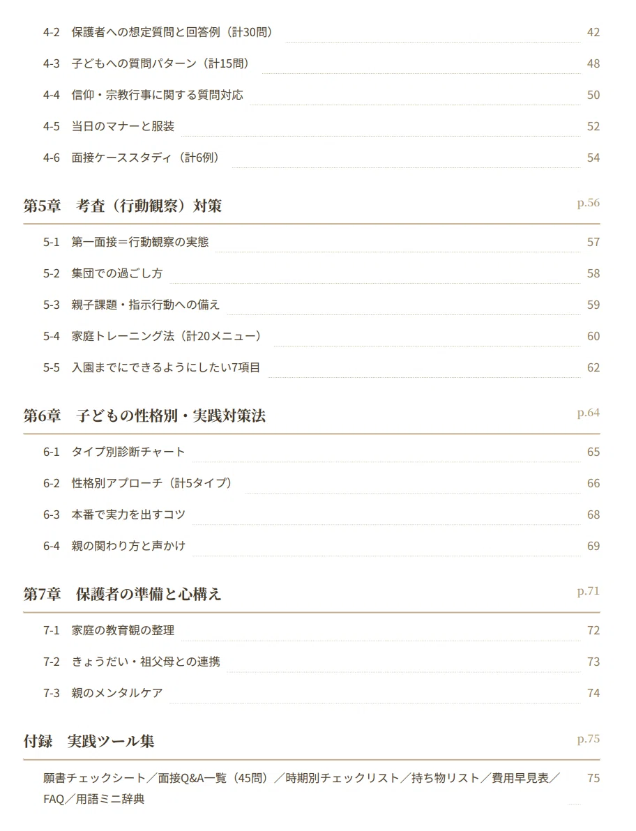 仁川学院マリアの園幼稚園】 願書・面接対策 対策ガイド 全83ページ