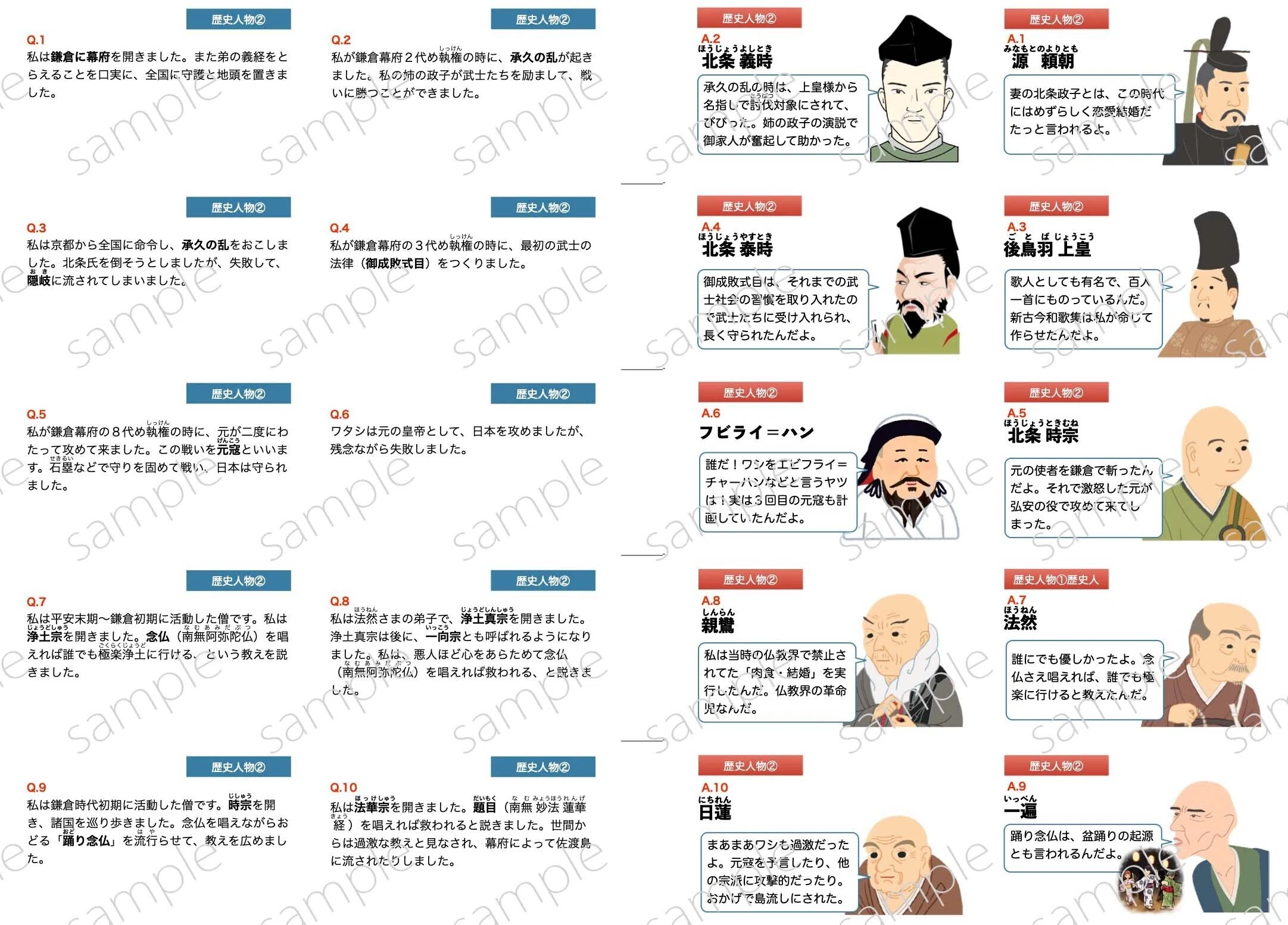 歴史人物暗記カード②（増補改訂）｜めじろ@中学受験社会のブログ