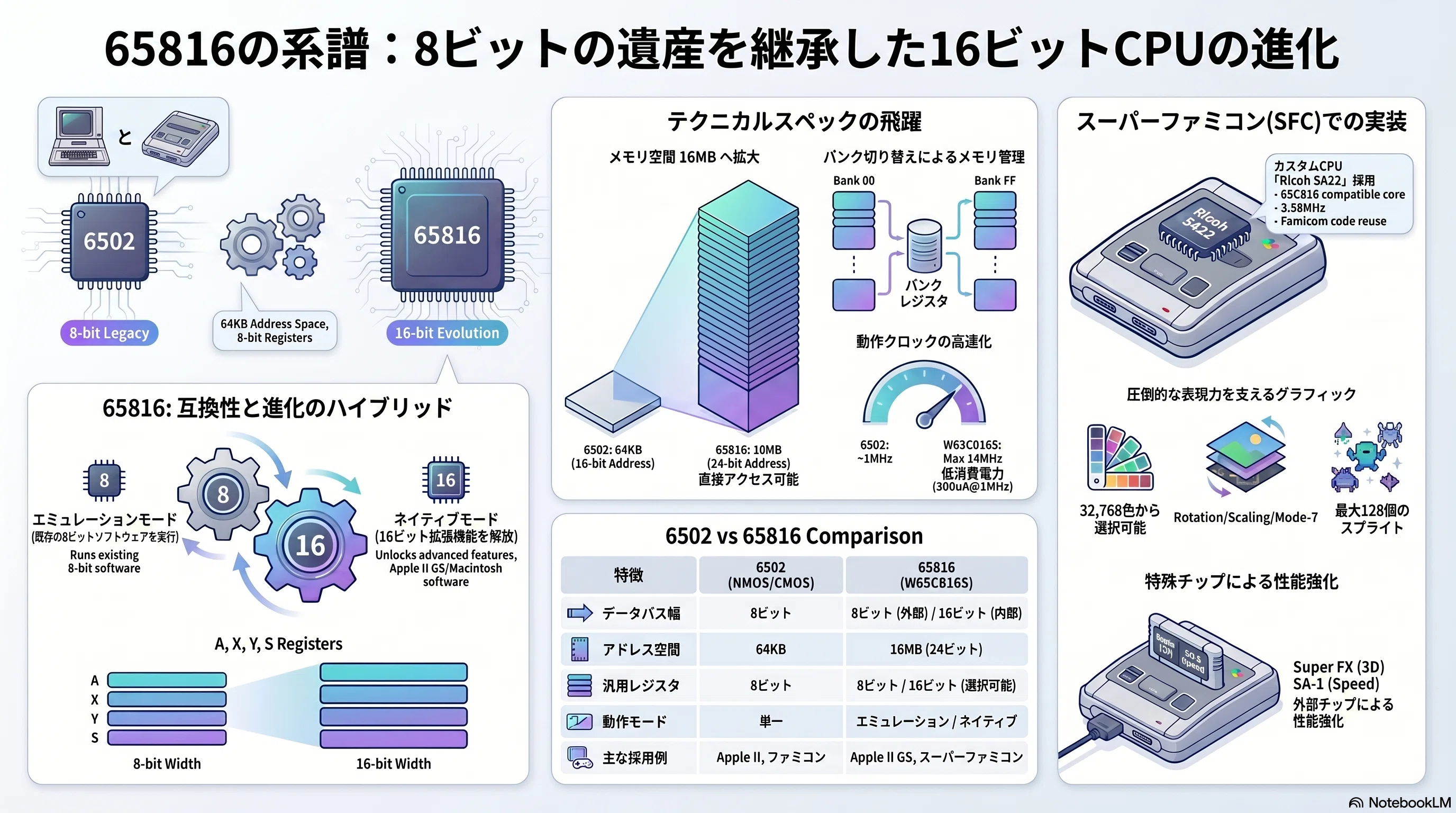 65816 - APPLE II GSやスーファミにも使われた6502の後継CPU｜kzn