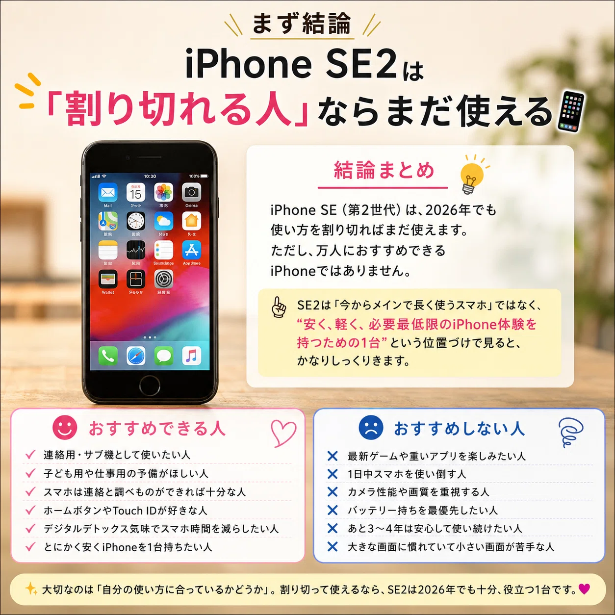 📱📱【2026年版】iPhone SE（第2世代）はまだ使える？安くiPhoneを持ち