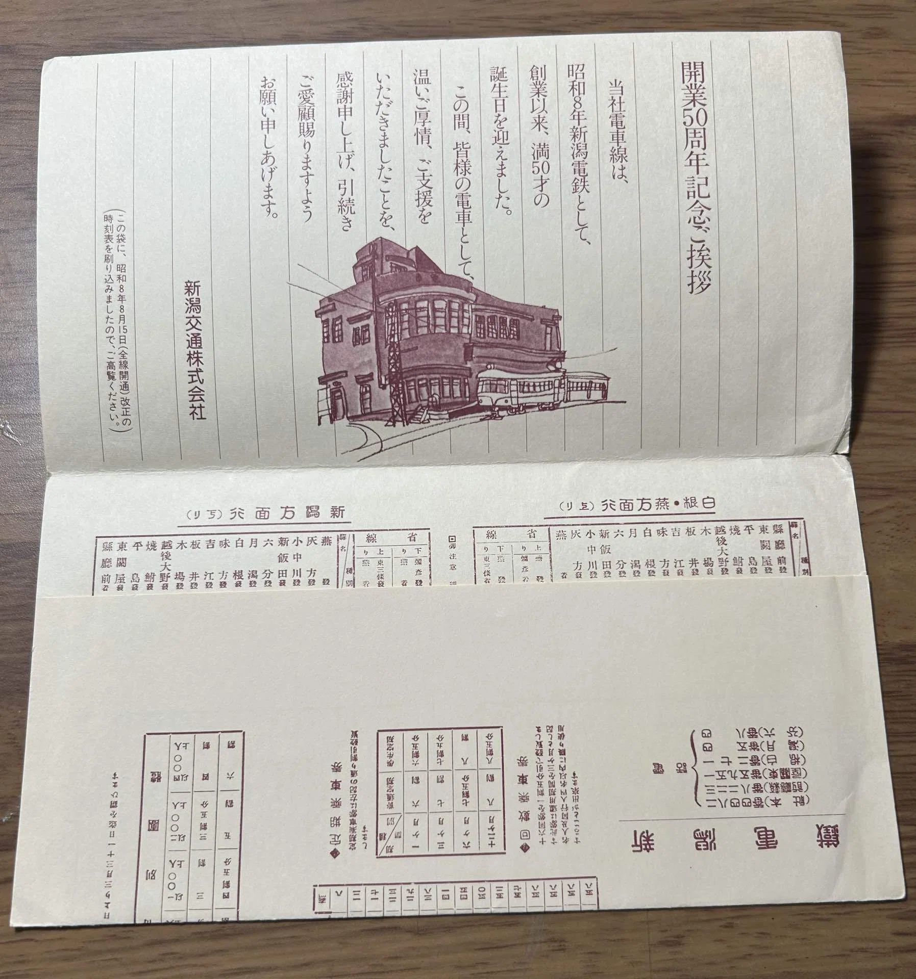電車開通50周年 記念乗車券』🚃新潟交通株式会社 発行／昭和58年（1983