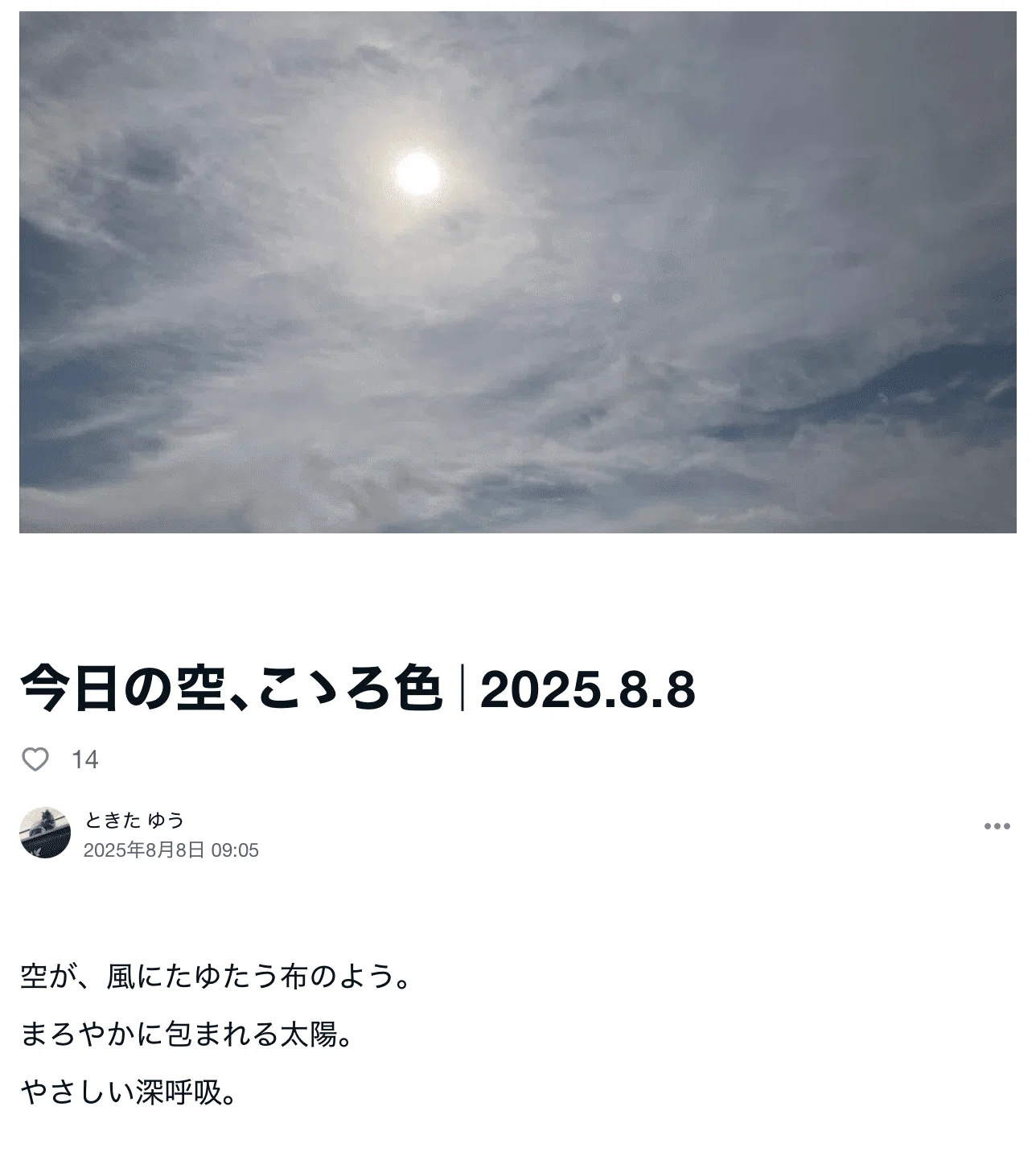 365日、空を撮った「今日の空、こゝろ色」のこと｜ときた ゆう