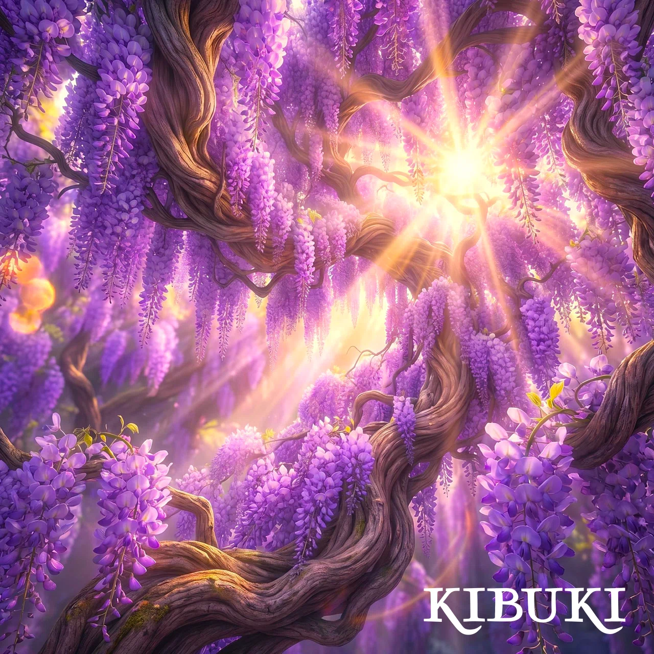 光かがやく藤の花｜幻想空間アート｜KIBUKI｜AIアート