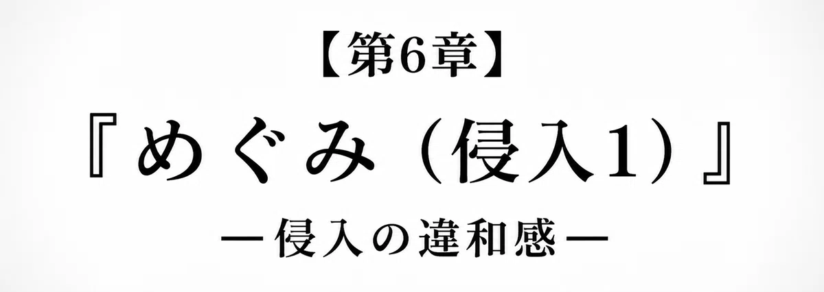 【 創作大賞2026 】【 ホラー小説部門 】小説『夕日』第6章『めぐみ』―侵入1― の章タイトル画像