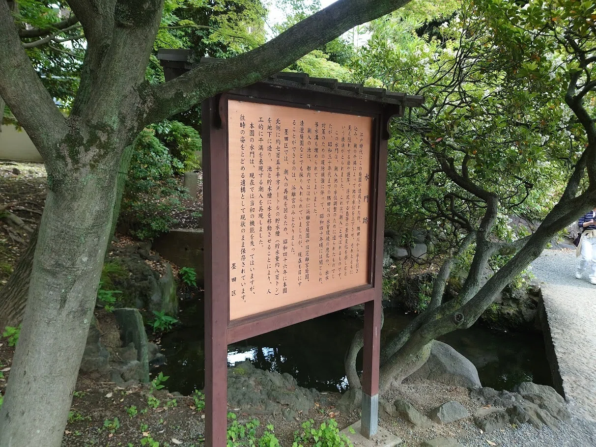 僕の好きな両国｜看板のある景色⑱｜旧安田庭園の水門跡｜景色の水にも