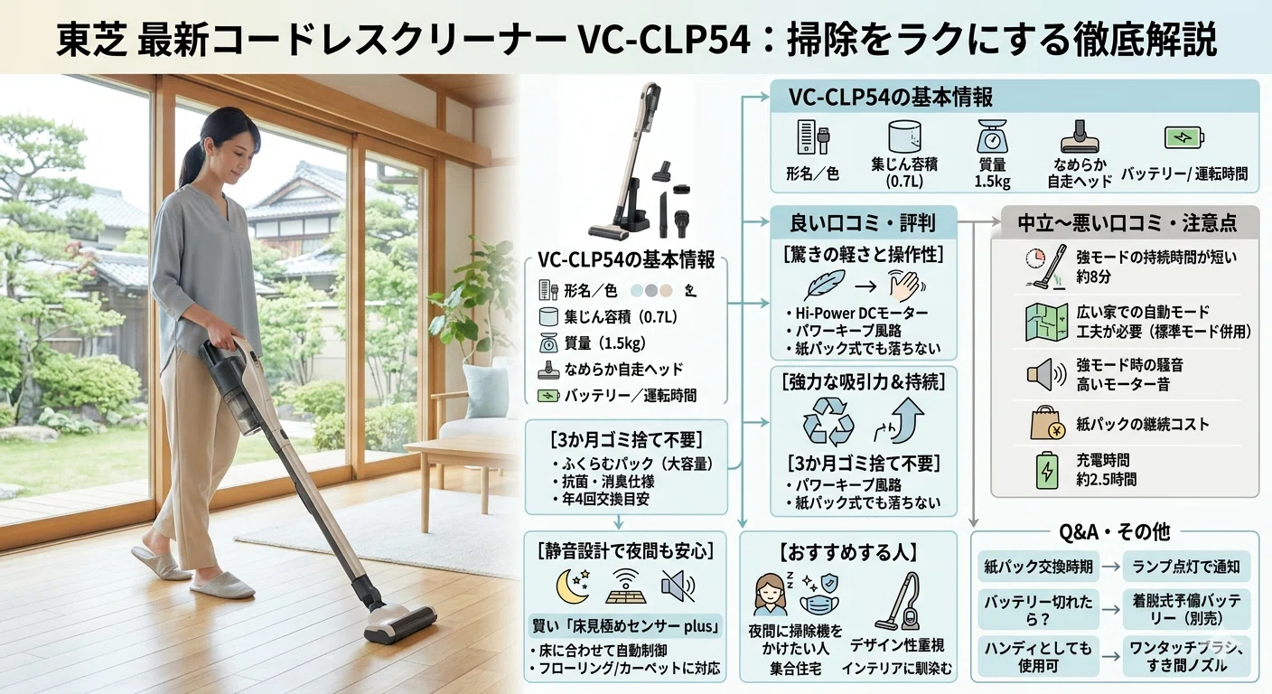 東芝コードレスクリーナートルネオコードレスvc-clp54を徹底レビュー