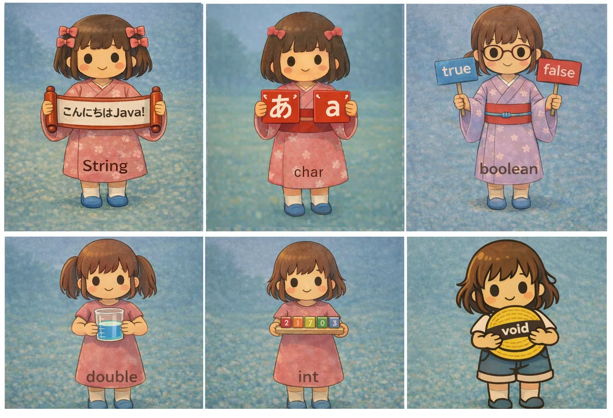 Java Cartoon Characters Java Picture Book | April Story Characters: Learn Java Data Types ...