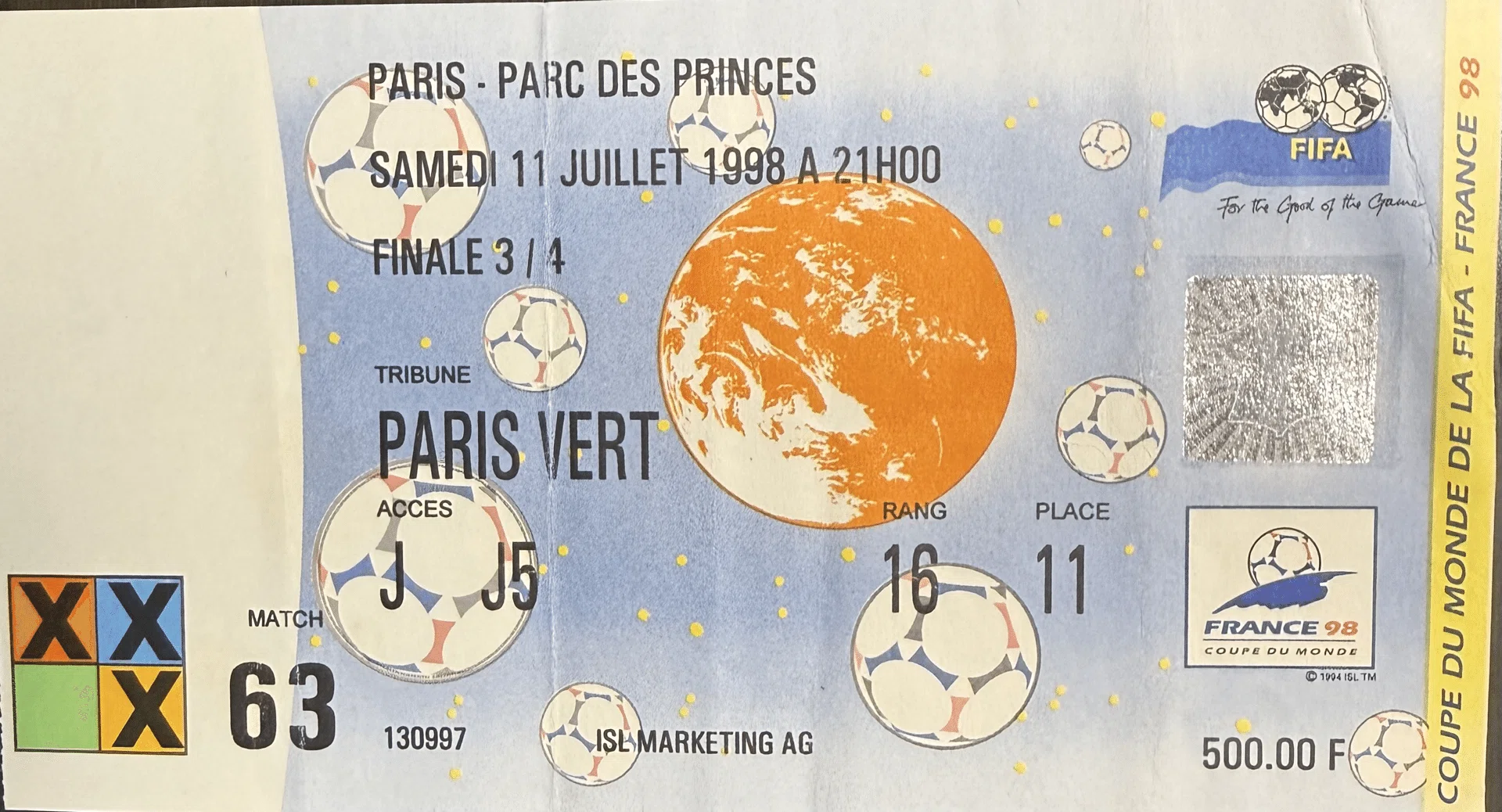 サッカー ワールドカップ1998 フランス大会 チケット バッジ パンフ等 僕とワールドカップ⑩・1998フランス大会Ⅳ〜パリの空の下の歓喜