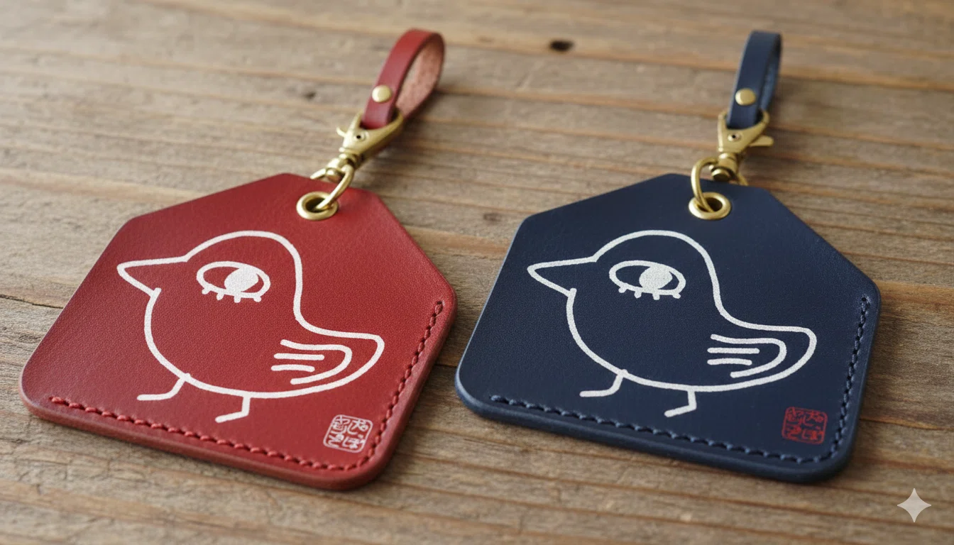 フィクション】【グッズ】「チャーム_哲学鳥_革」｜犬のしっぽヤモリの手