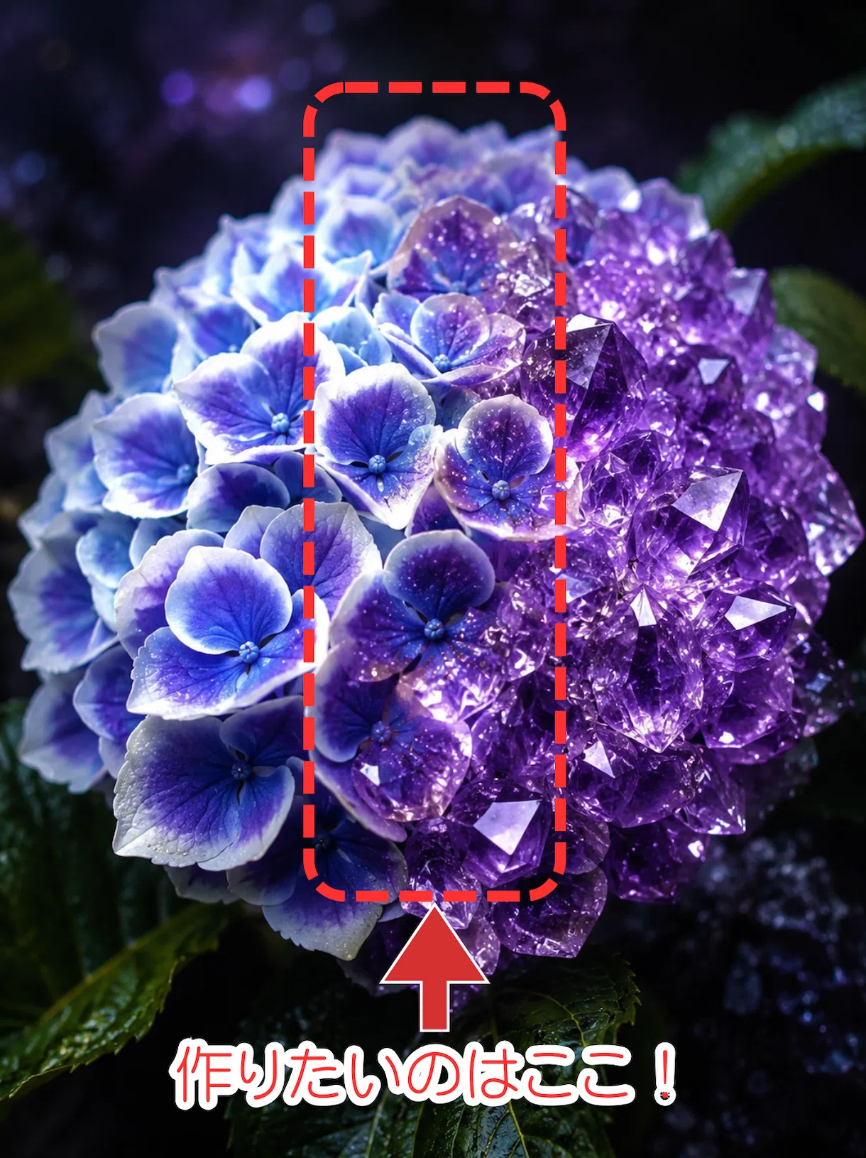 紫陽花からアメジストに？！AIの魔法で星のように煌めかせた結果