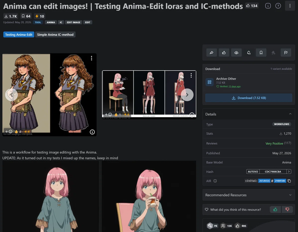 Trying out Anima image editing in ComfyUI｜混合順