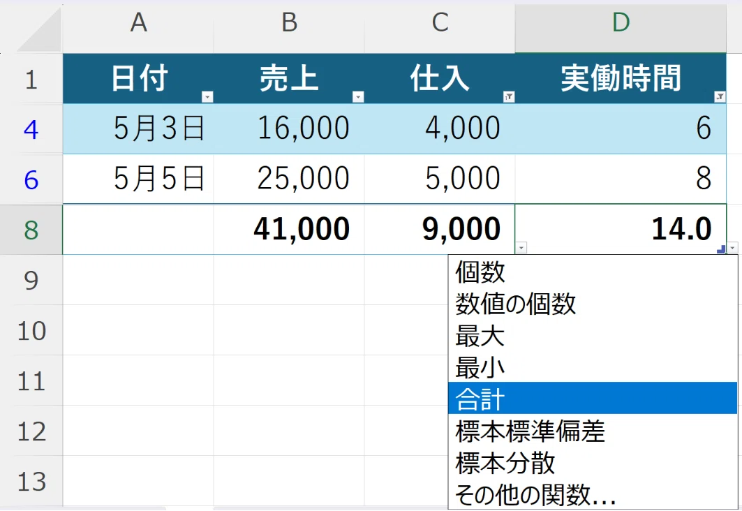 Excel テーブル の集計行は全件集計ではない|フィルターで値が変わる理由|feather