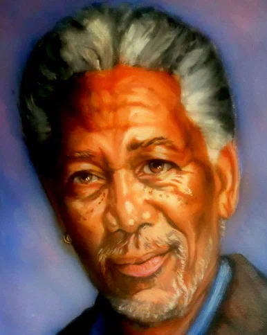 油彩画 肖像画 都志良三肖像画大全（74）Morgan Freeman (1937 - ) USA を描く