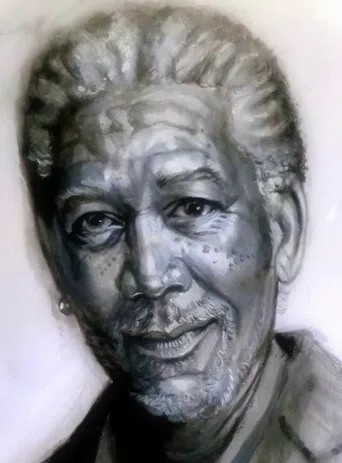 都志良三肖像画大全（74）Morgan Freeman (1937 - ) USA を描く