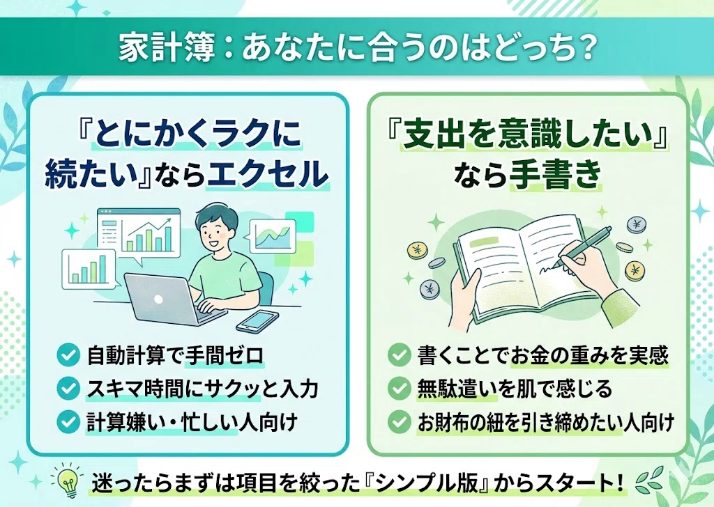 家計簿：あなたに合うのはどっち？