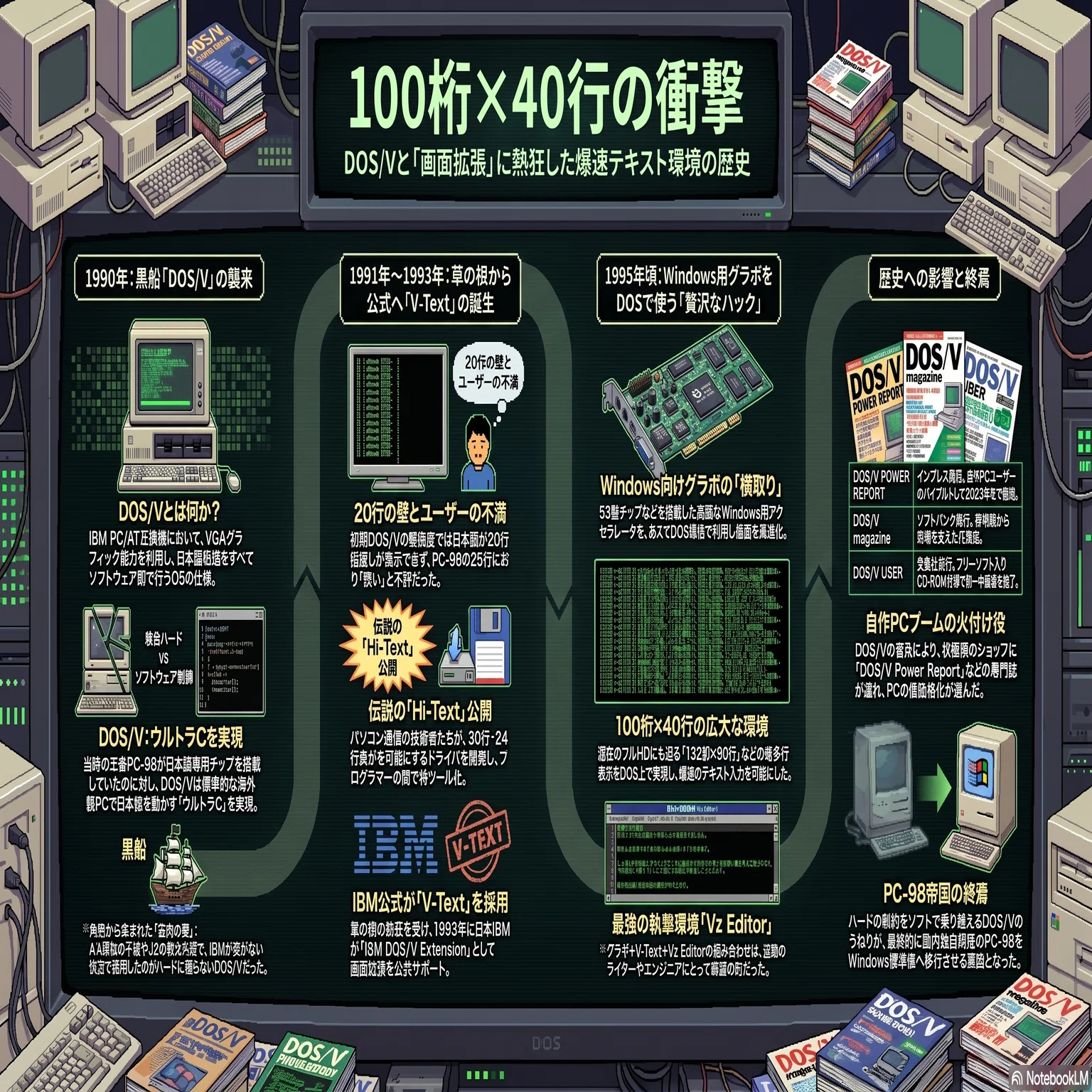100桁×40行の衝撃。「DOS/V」と画面拡張に命をかけた、あの頃の爆速