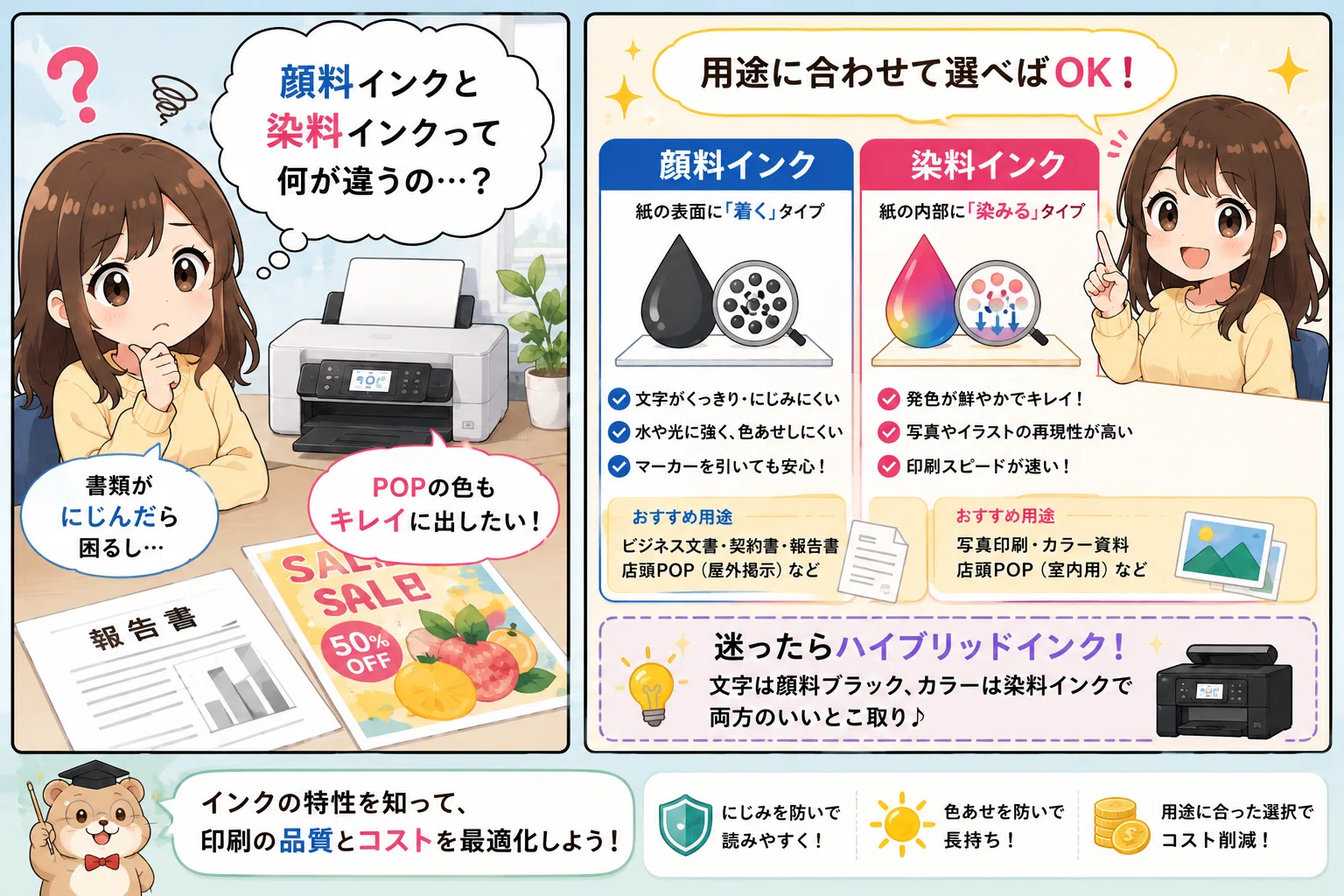プリンターの「顔料インク」と「染料インク」の違いとは？2026年の
