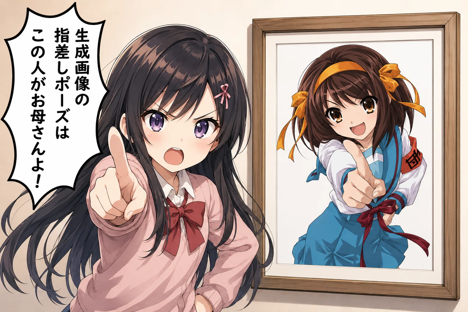最近のAI生成画像、指を差して叫んでる絵多すぎない？…さては母ちゃん