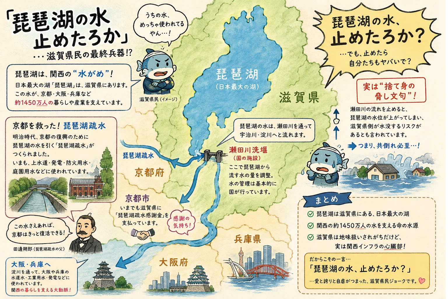 琵琶湖の水止めたろか」にはオチがあった #滋賀県 #47都道府県メモ