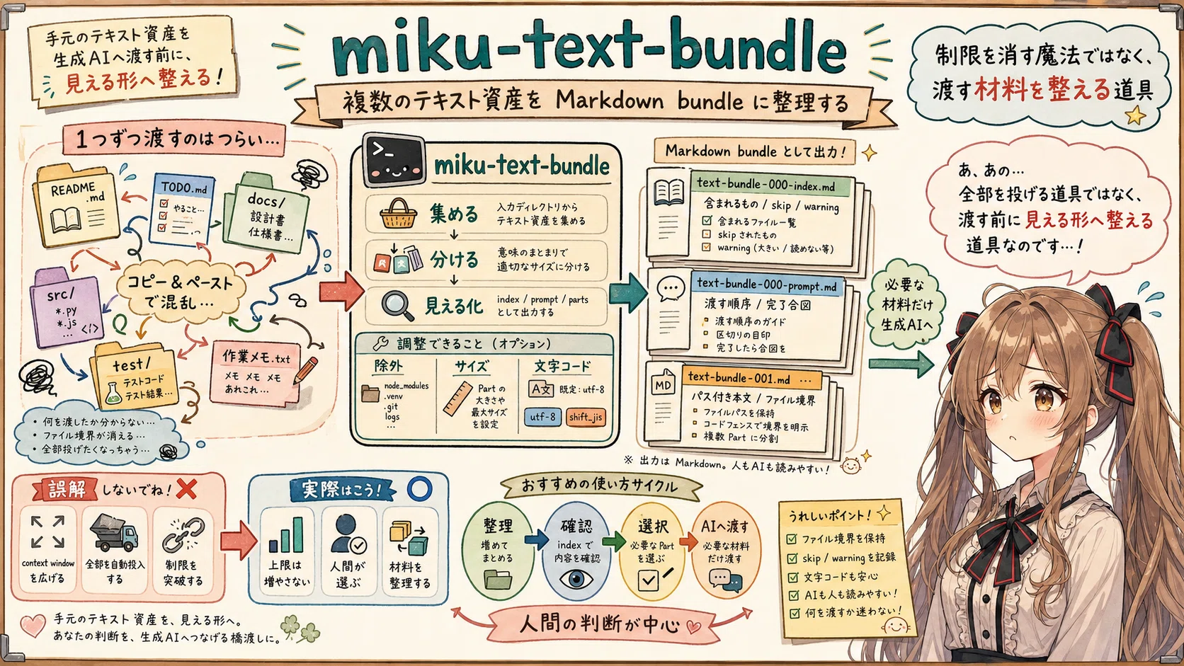 miku-text-bundle] 複数のテキストファイルを生成AI向け Markdown