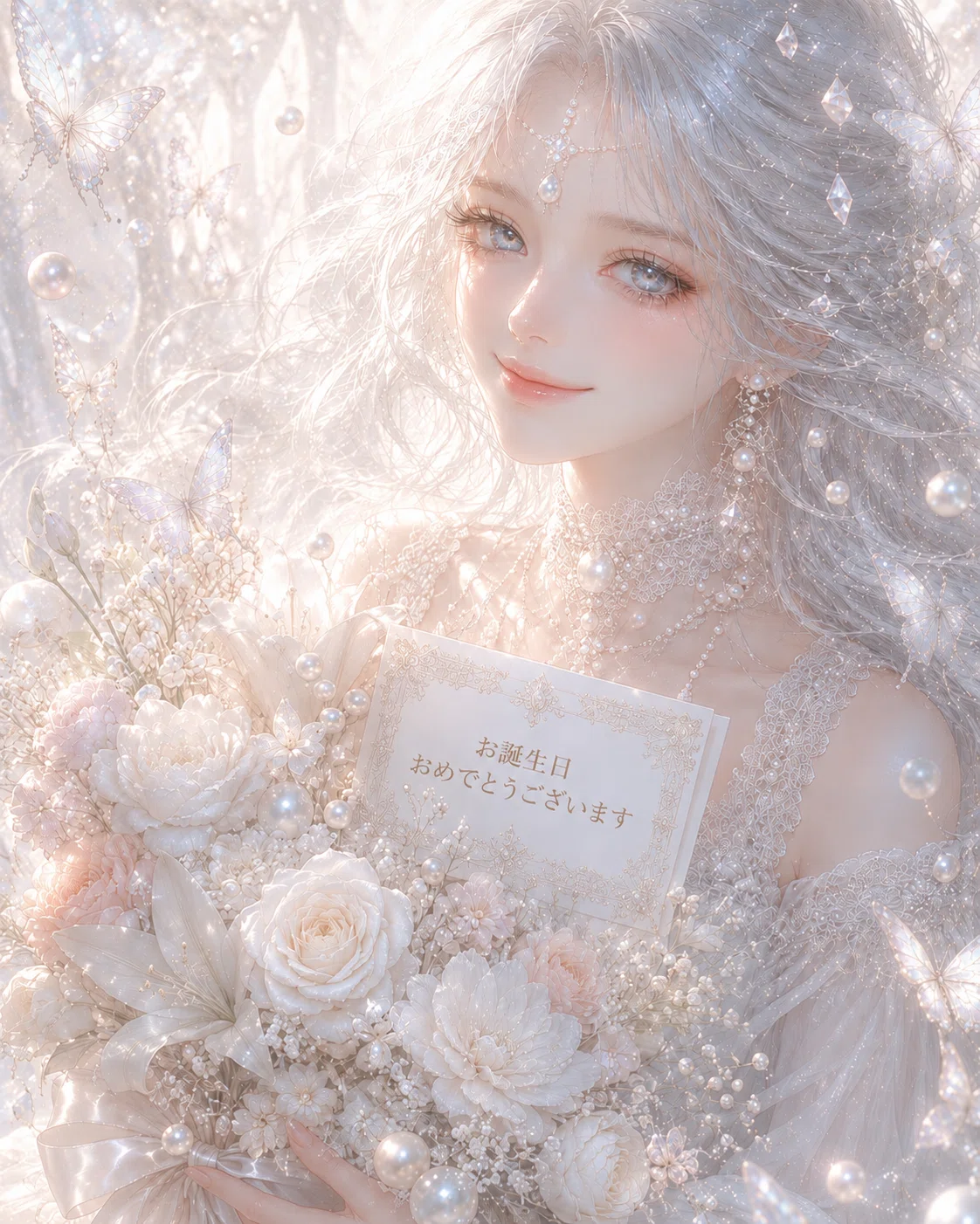 AIイラスト】6月誕生石パール・ムーンストーン・アレキサンドライト
