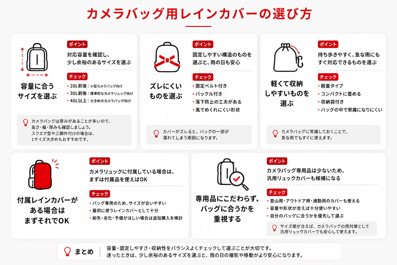 2026年版】カメラバッグ用レインカバーおすすめ6選｜雨の日の撮影に