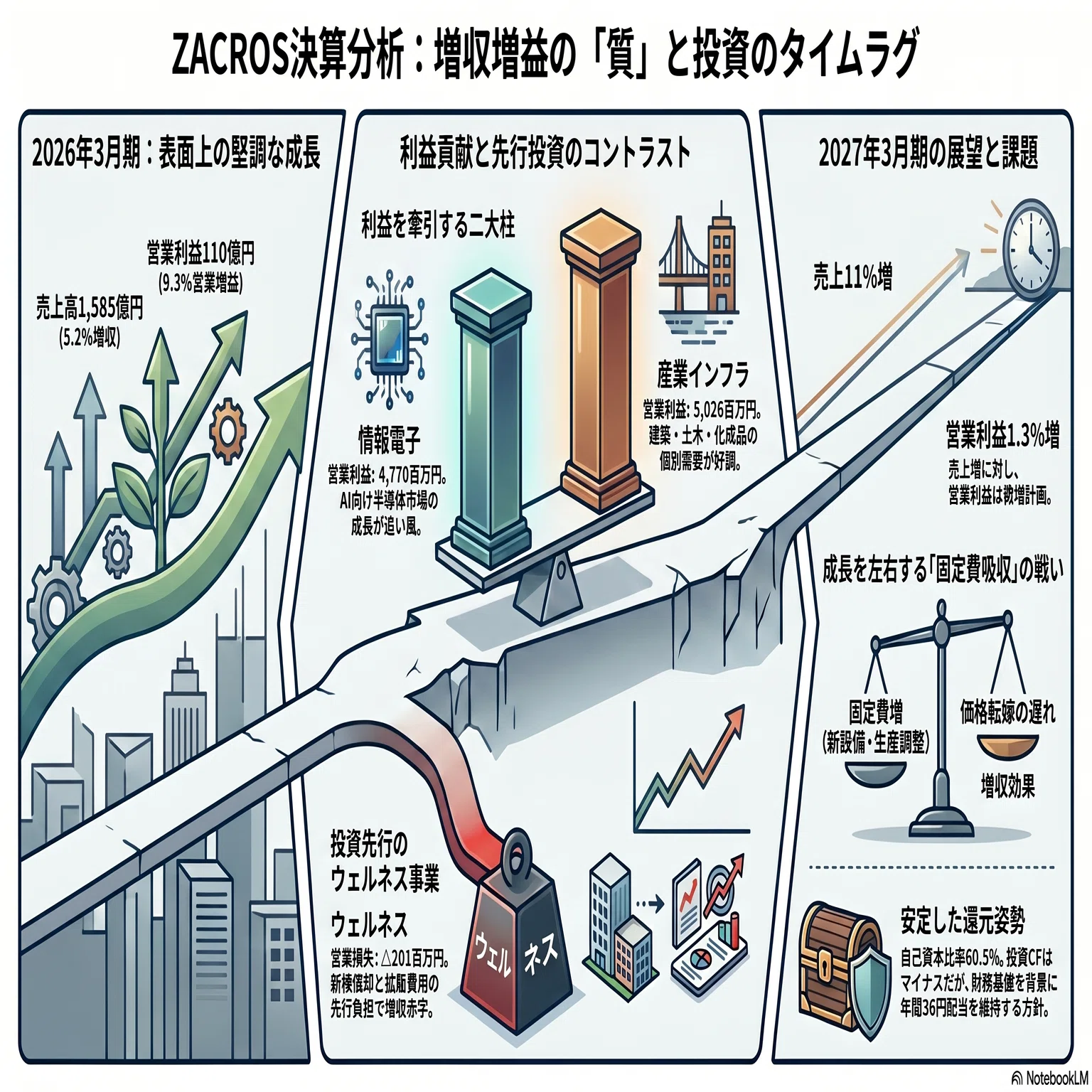 ZACROS(7917)、営業利益11,054百万円の増益でもウェルネス赤字と