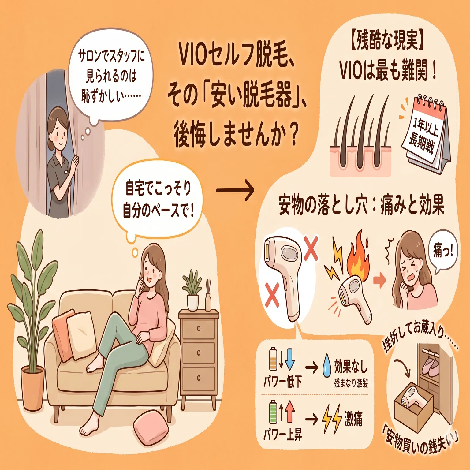 家庭用脱毛器はぶっちゃけ安物で痛くて挫折？VIOケアで後悔しない最強2