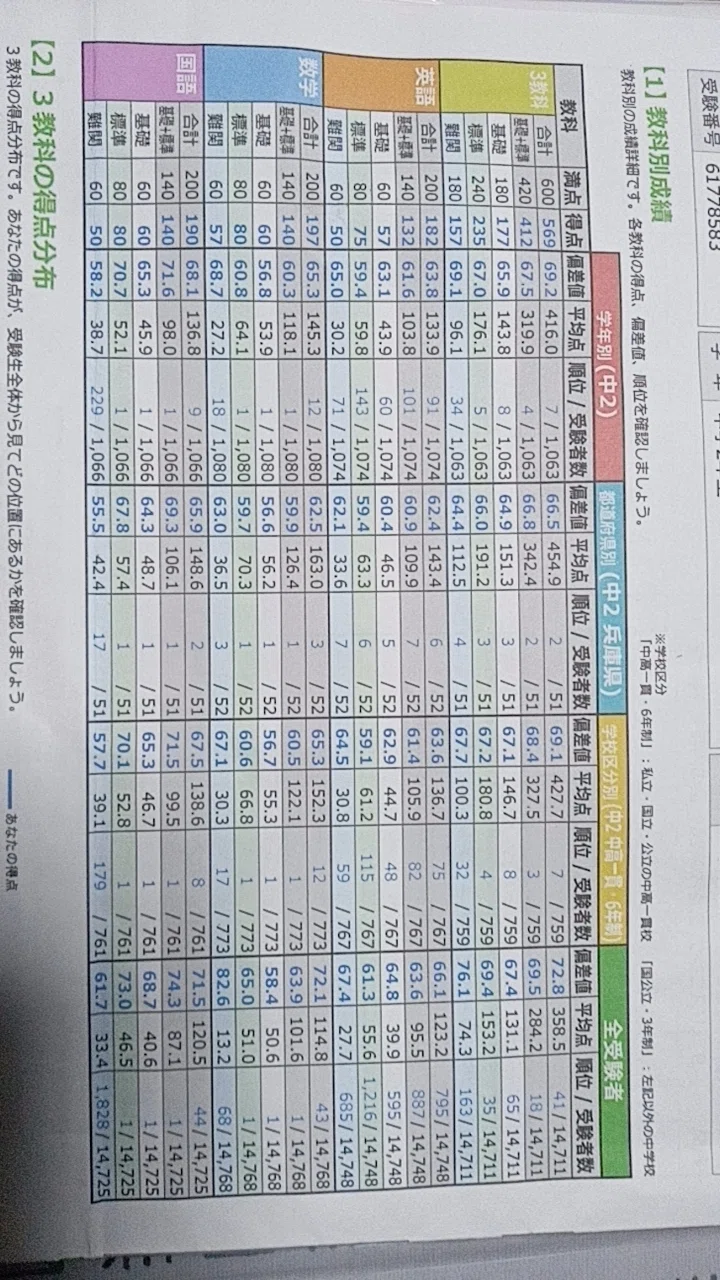 全国統一中学生テスト全学年部門予選結果｜S