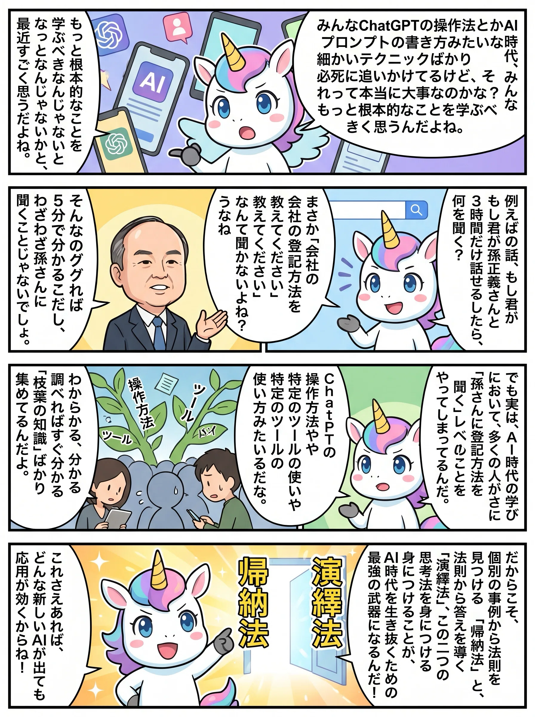 帰納法と演繹法で読み解くAI時代の本当に聞くべき話｜ユニコ 