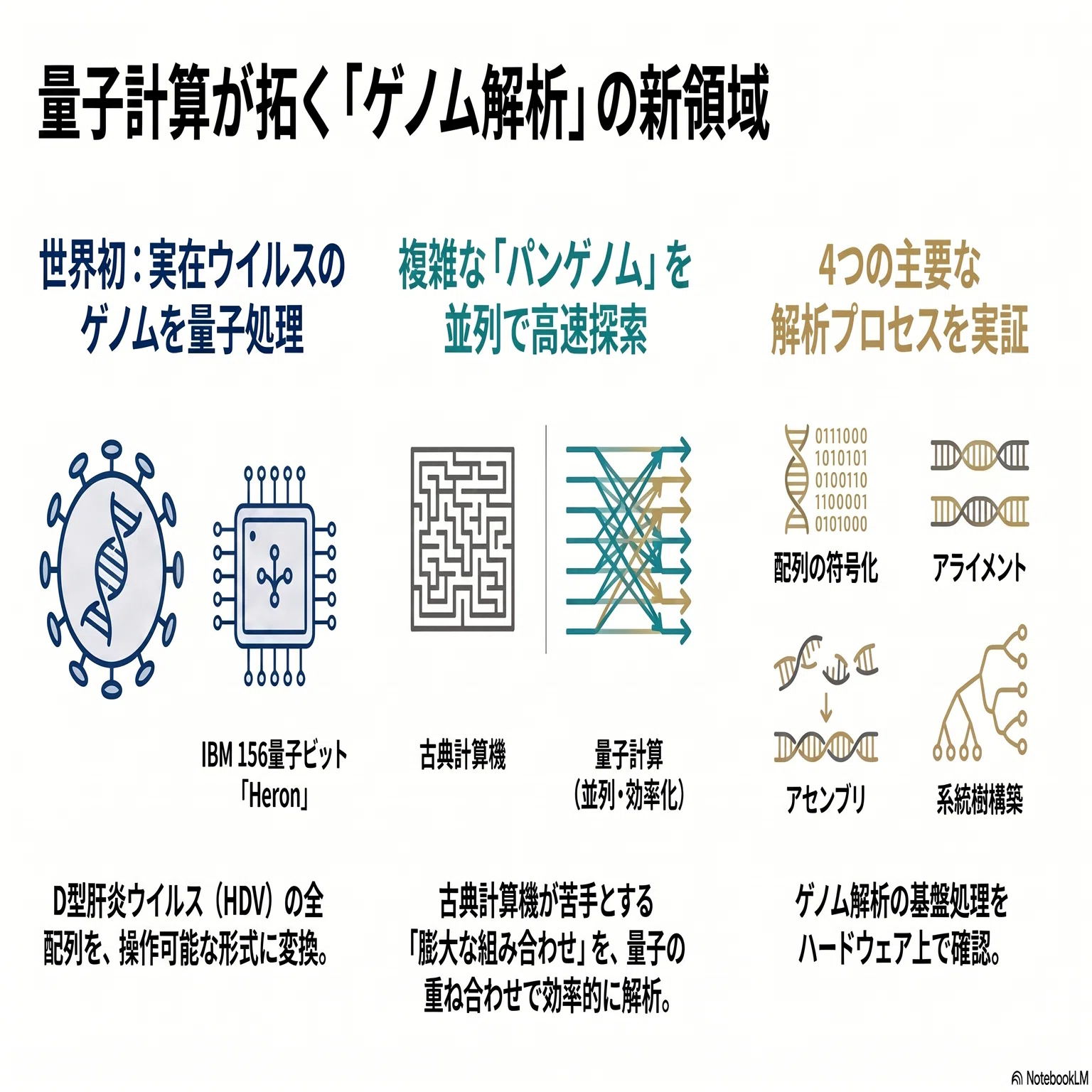 ウイルスのゲノムを量子コンピュータが「読んだ」——パンゲノム解析に開