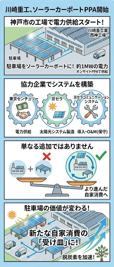 🌿🏢📜ソーラーカーポートPPA｜1MWで見える「駐車場を工場電源へ変える
