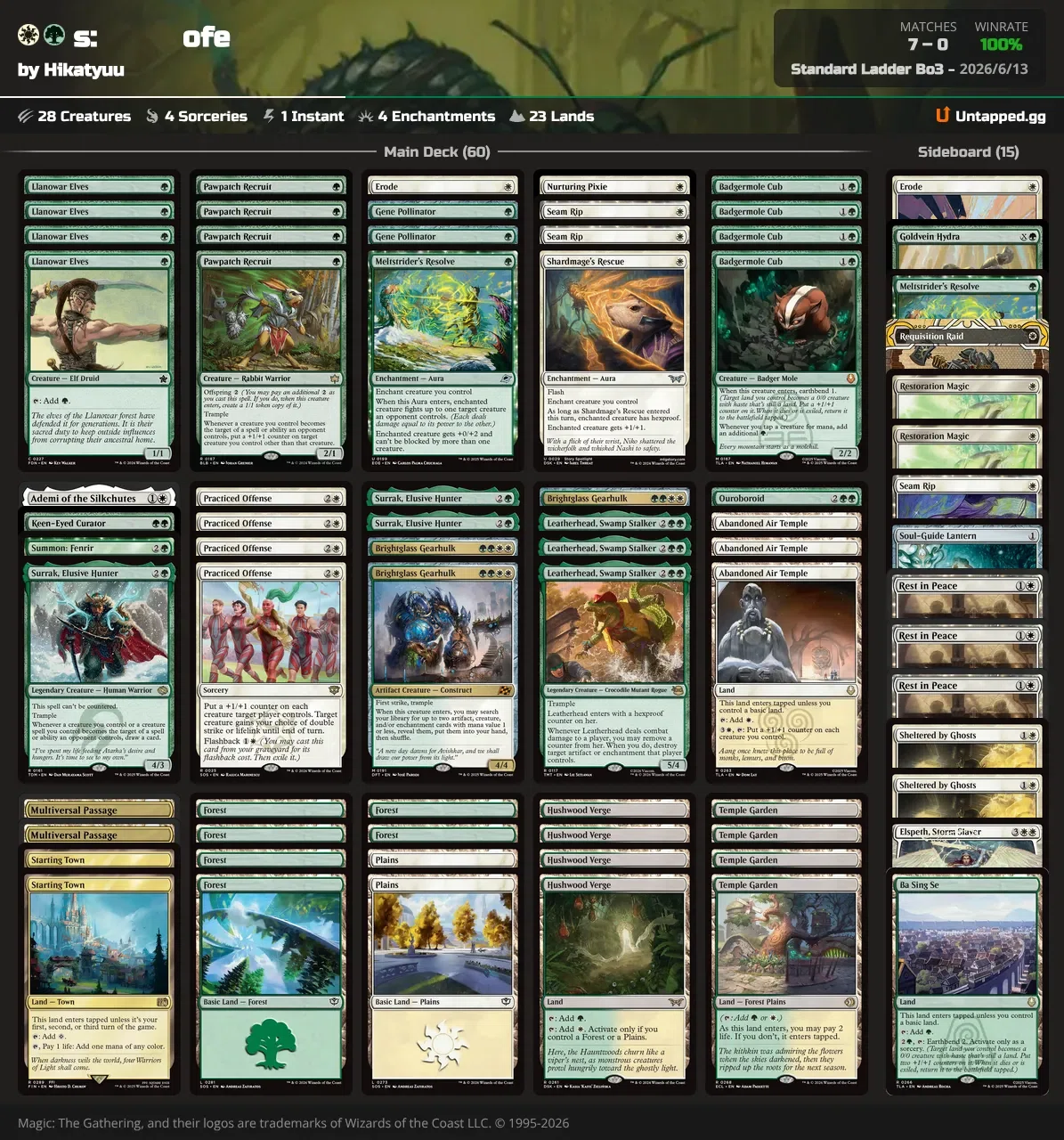 MTGAスタン】6月予選WE参戦記～セレズニア・オフェンス調整録｜ヒカチュウ