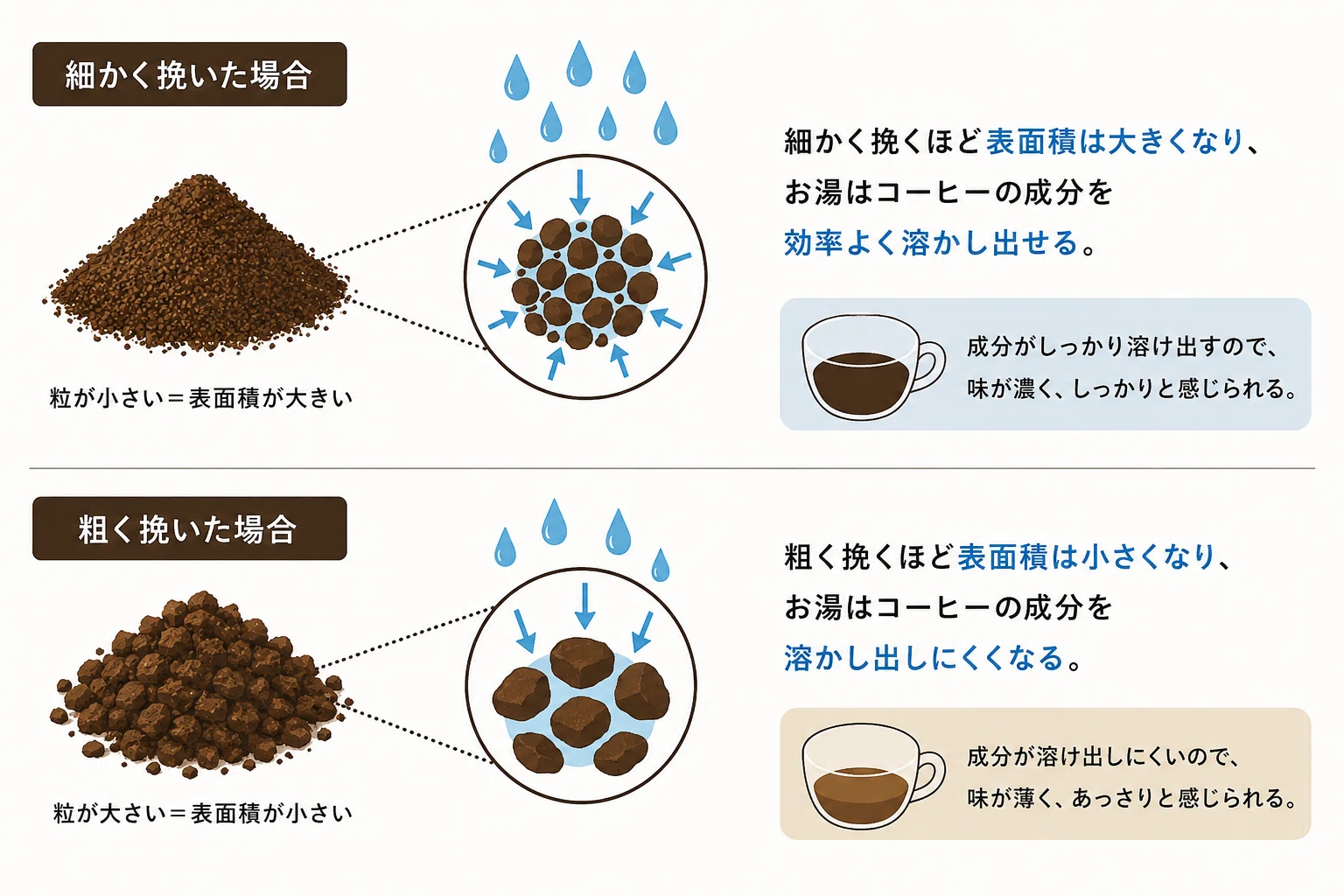 挽き目でフレーバーをコントロールする｜同じ濃度でも味は大きく変わる