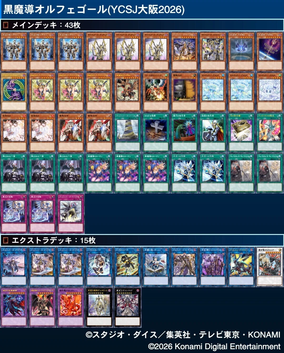 遊戯王】YCSJ大阪2026で使用したオルフェゴールデッキの構築および当日