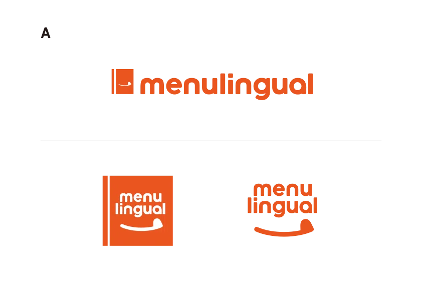 menulingual のロゴ。本を開いたようなマークと、オレンジ色の「menulingual」の文字