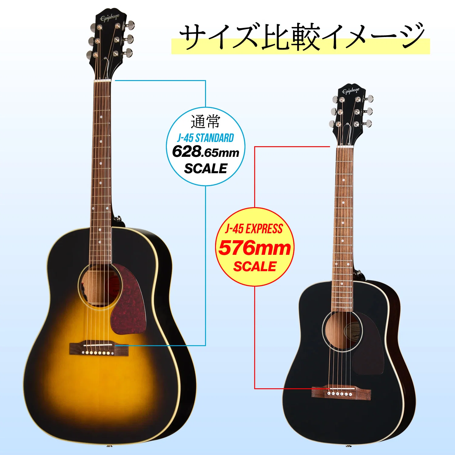 22.68”スケール採用！エピフォンによるJ-45のスモールサイズ「J-45