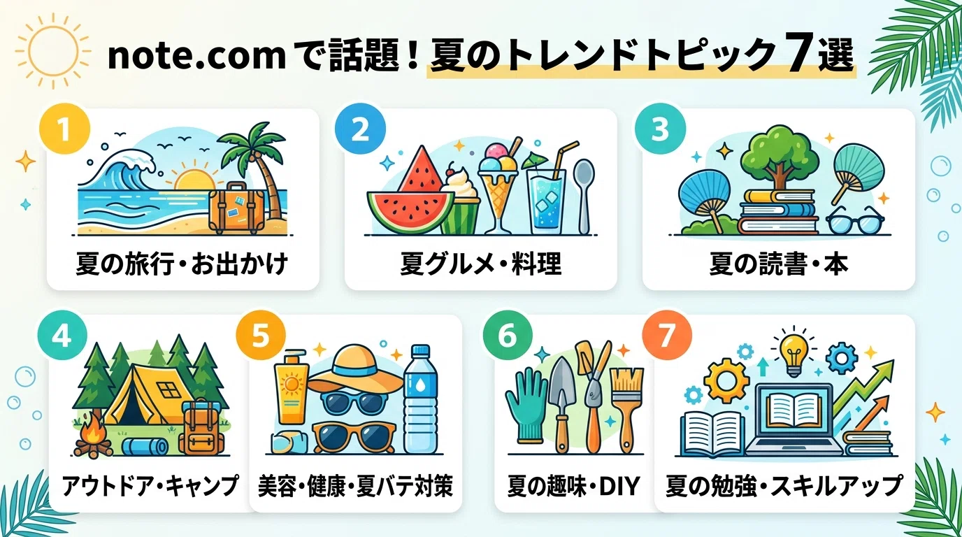 noteの夏企画タグまとめ｜2026年6月に投稿が伸びそうな話題テーマ7選