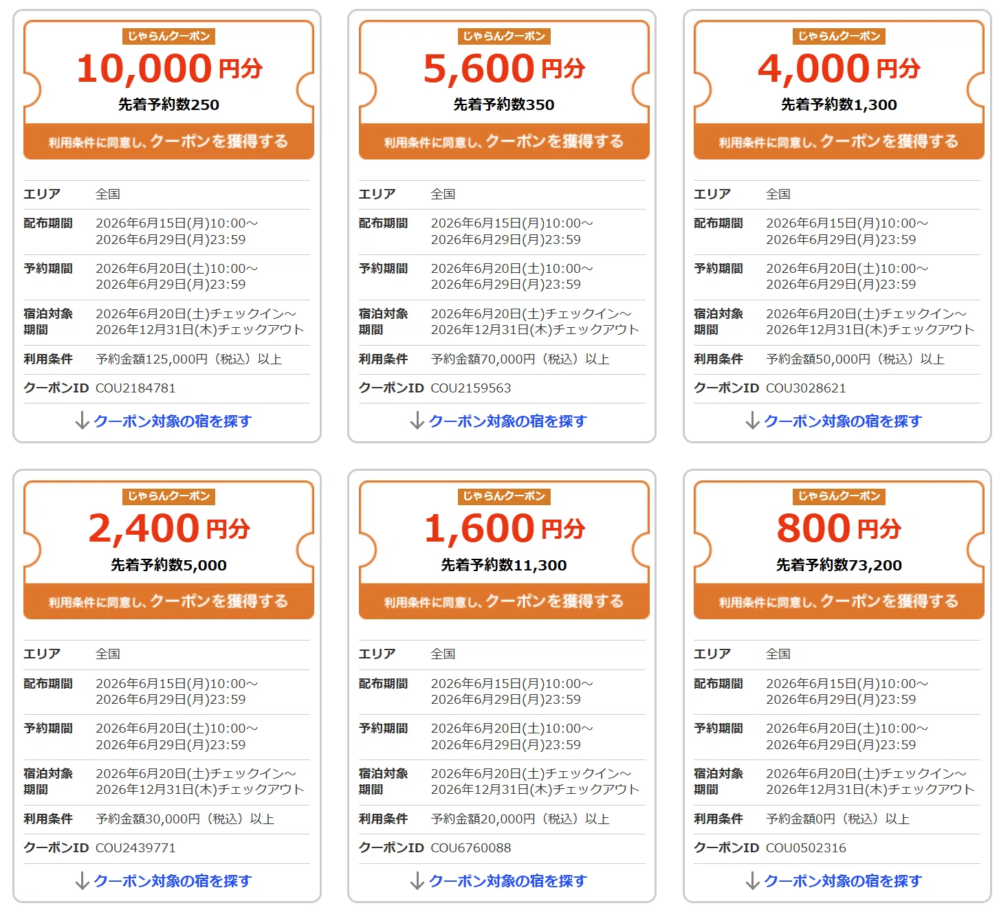 じゃらん】6月15日スタート！お得な10日間のクーポン先行配布が始まり